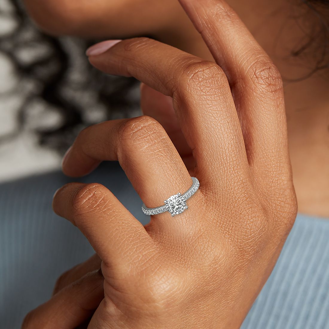 belofte Kakadu Penetratie Petite Pavé Diamond Engagement Ring in 18k White Gold (1/4 ct. tw.) | Blue  Nile